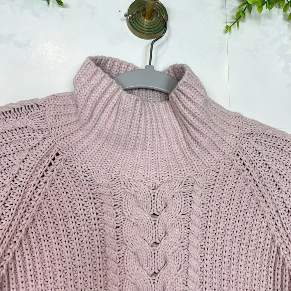 Lululemon Sweater Bring The Cozy Turtleneck Misty Pink Thick Cotton Cableknit 4
